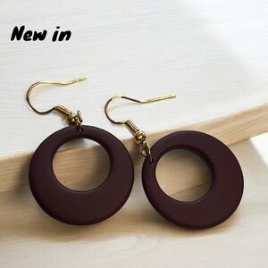 💝 New Brown Round Dangle Hanging Drop Earrings with Gold Hardware